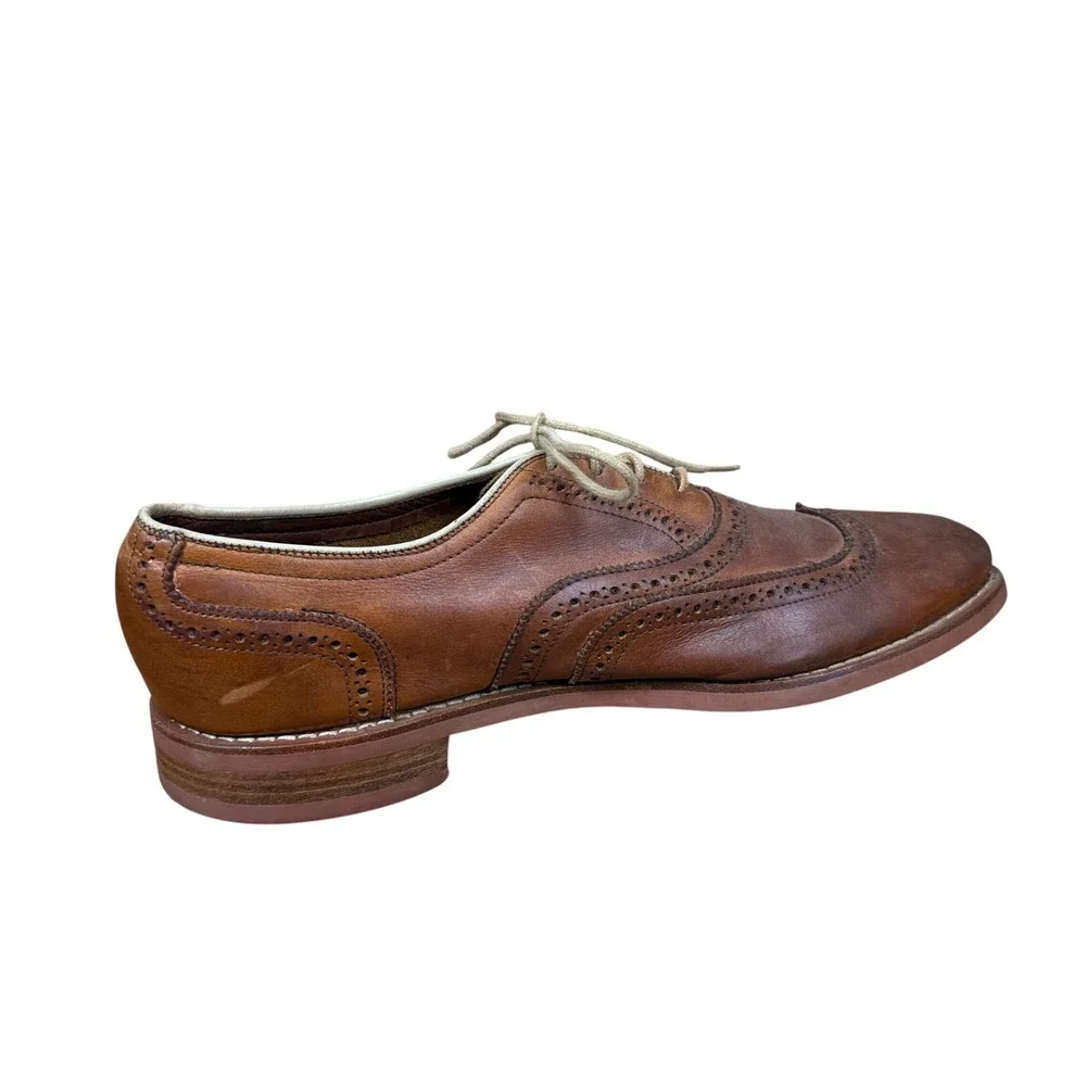 Cole Haan Wingtip Oxford Mens 9.5 Brown Leather Brogue Vibram Sole Dress Shoes